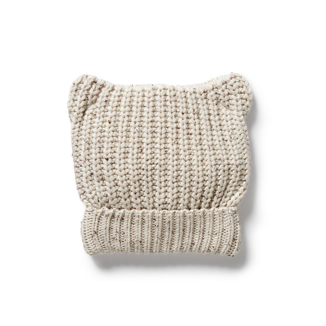 Cream Knit Bear Hat